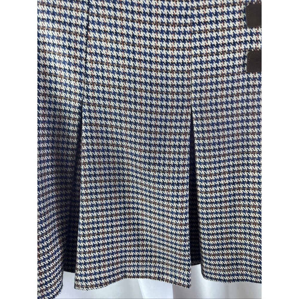 Ashhan Malbora Women’s Brown Pleated Houndstooth Mini Skirt Size 4 Preppy - Picture 2 of 6